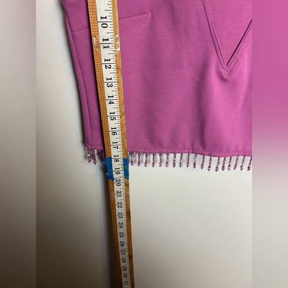 NWT Anthropologie Size XS Crystal Fringe Beaded Stretch Crop Tank Top Purple - Picture 8 of 14